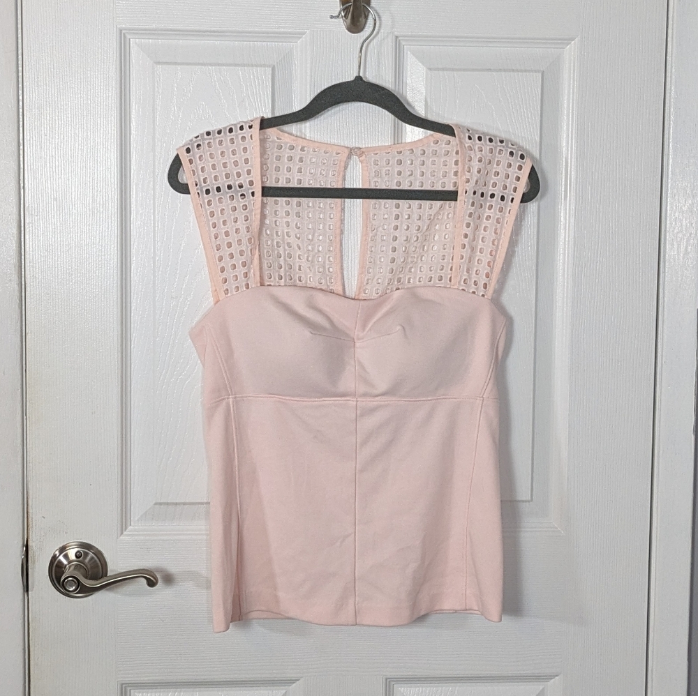 Victoria's Secret Pastel Pink Square Neck Eyelet Crochet Top Size Medium